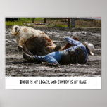 Cowboy de rodéo Roping dans la boue Posters