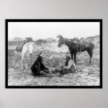 Cowboy et Indien 1915 de cartes de jeu Affiche