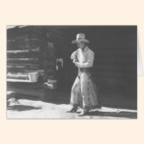 Cowboy mangeant d'un beurre d'arachide Can. de Pet cartes