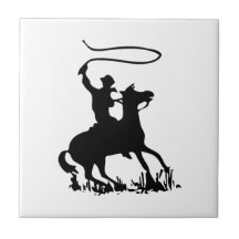 Cowboy sur le cheval carreau en céramique