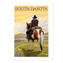 Cowboy (vue de dos) le Dakota du Sud Carte Postale