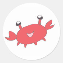 Crabe rouge heureux mignon autocollants