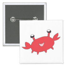 Crabe rouge heureux mignon badges
