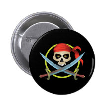 crâne 3D et os croisés Badge