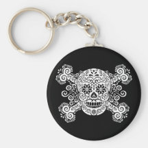 Crâne antique et os croisés de sucre porte-clef