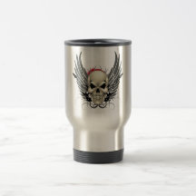 Crâne avec des ailes et des guitares tasse à café