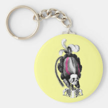 Crâne avec des cheveux porte-clefs