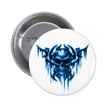 crâne-bleu tribal badges avec agrafe