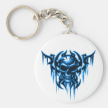 crâne-bleu tribal porte-clef