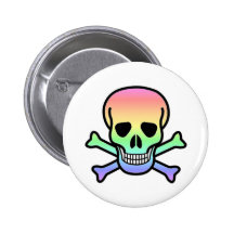 Crâne d'arc-en-ciel rond badge avec épingle