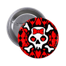 Crâne de coeur d'amour badges avec agrafe