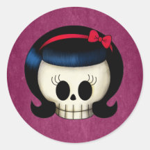 Crâne de fille de rockabilly adhésifs