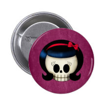 Crâne de fille de rockabilly badge