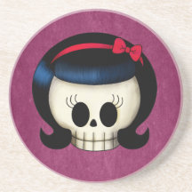 Crâne de fille de rockabilly dessous de verre