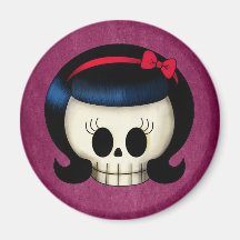 Crâne de fille de rockabilly aimant pour réfrigérateur