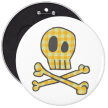 Crâne de guingan et os - jaune badges avec agrafe