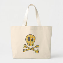 Crâne de guingan et os - jaune sacs en toile
