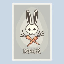 Crâne de lapin de bande dessinée et affiche drôle  posters