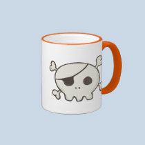 Crâne de pirate de bébé et tasse d'os croisés tasses