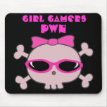 Crâne de pwn de Gamers de fille avec des lunettes  Tapis De Souris