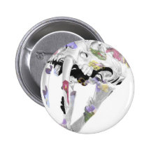 Crâne de Smilodon (motif de fleur) Badge Avec Épingle