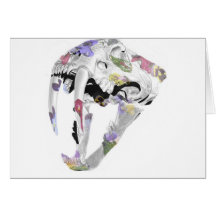 Crâne de Smilodon (motif de fleur) Carte De Vœux