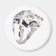 Crâne de Smilodon (motif de fleur) Magnets Pour Réfrigérateur
