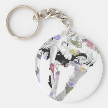 Crâne de Smilodon (motif de fleur) Porte-clef