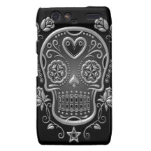 Crâne de sucre avec des roses, foncés coques droid RAZR