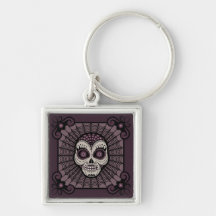 Crâne de toile d'araignée de Dia de los Muertos Porte-clef