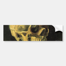Crâne de Van Gogh avec la cigarette brûlante, art  Autocollant Pour Voiture