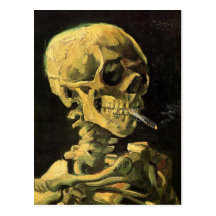 Crâne de Van Gogh avec la cigarette brûlante, art  Cartes Postales