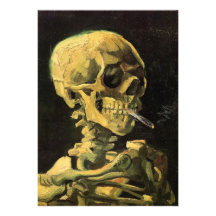 Crâne de Van Gogh avec la cigarette brûlante, art  Invitation Personnalisée