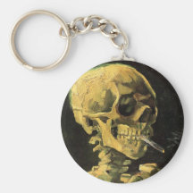 Crâne de Van Gogh avec la cigarette brûlante, art  Porte-clef
