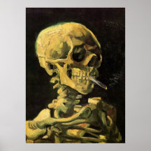 Crâne de Van Gogh avec la cigarette brûlante, art  Posters