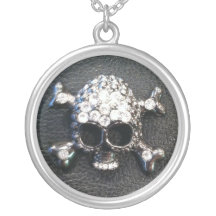 CRÂNE EN CRISTAL SUR le collier NOIR d'impression