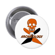 Crâne et archéologie croisée de truelles badges avec agrafe