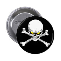 Crâne et bouton d'os croisés badge