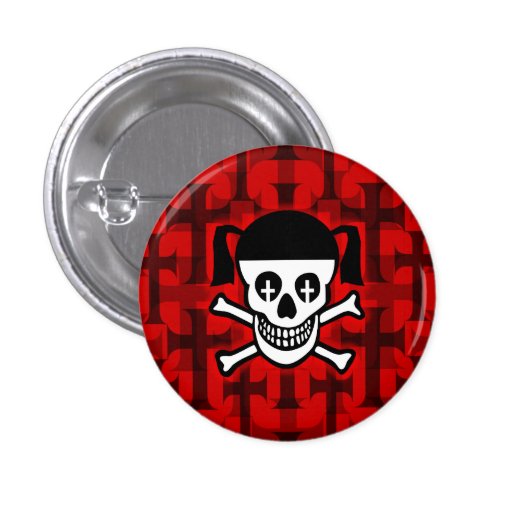 Crâne et croix de fille de Goth Badges