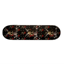 Crâne et épées de pirate skateboards customisés