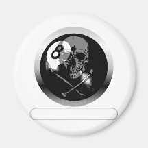 Crâne et os croisés de 8 boules magnets pour réfrigérateur