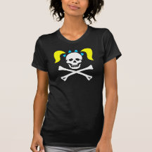 Crâne et os croisés de fille avec des dames de tre t-shirt