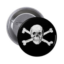 Crâne et os croisés de pirate badges