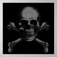 Crâne et os croisés de pirate informatique posters