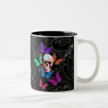 Crâne et papillons gothiques de sucre mug
