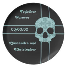 Crâne fanged par damassé victorienne de goth commé assiette