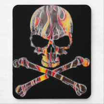 Crâne flamboyant et os croisés Mousepad - customis Tapis De Souris