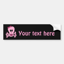 Crâne Girly rose avec l'arc Halloween ou le pirate Adhésif Pour Voiture