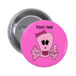 Crâne Girly rose avec l'arc Halloween ou le pirate Badge