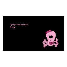 Crâne Girly rose avec l'arc Halloween ou le pirate Carte De Visite